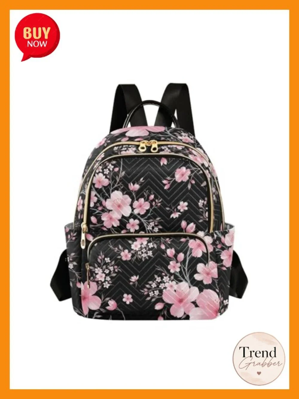 Floral Quilted Polyester Small Backpack for Women Travel Daypack with Anti